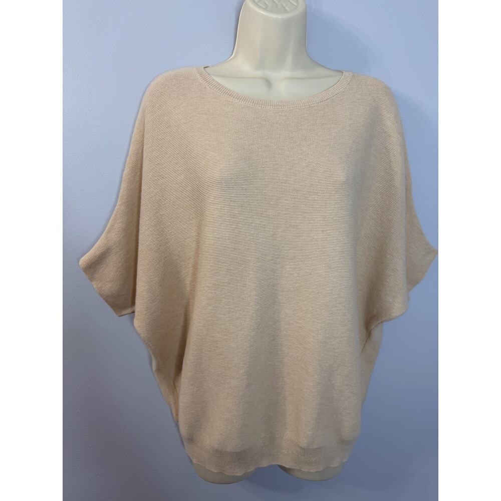 QUINCE Lightweight Cotton Cashmere Link-Stitch Dolman Sweater Heather Oatmeal M - Picture 11 of 11